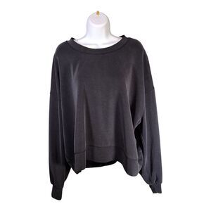 Lululemon Perfectly Oversized Crew Sweatshirt Relaxed Long Sleeve Black Women XL